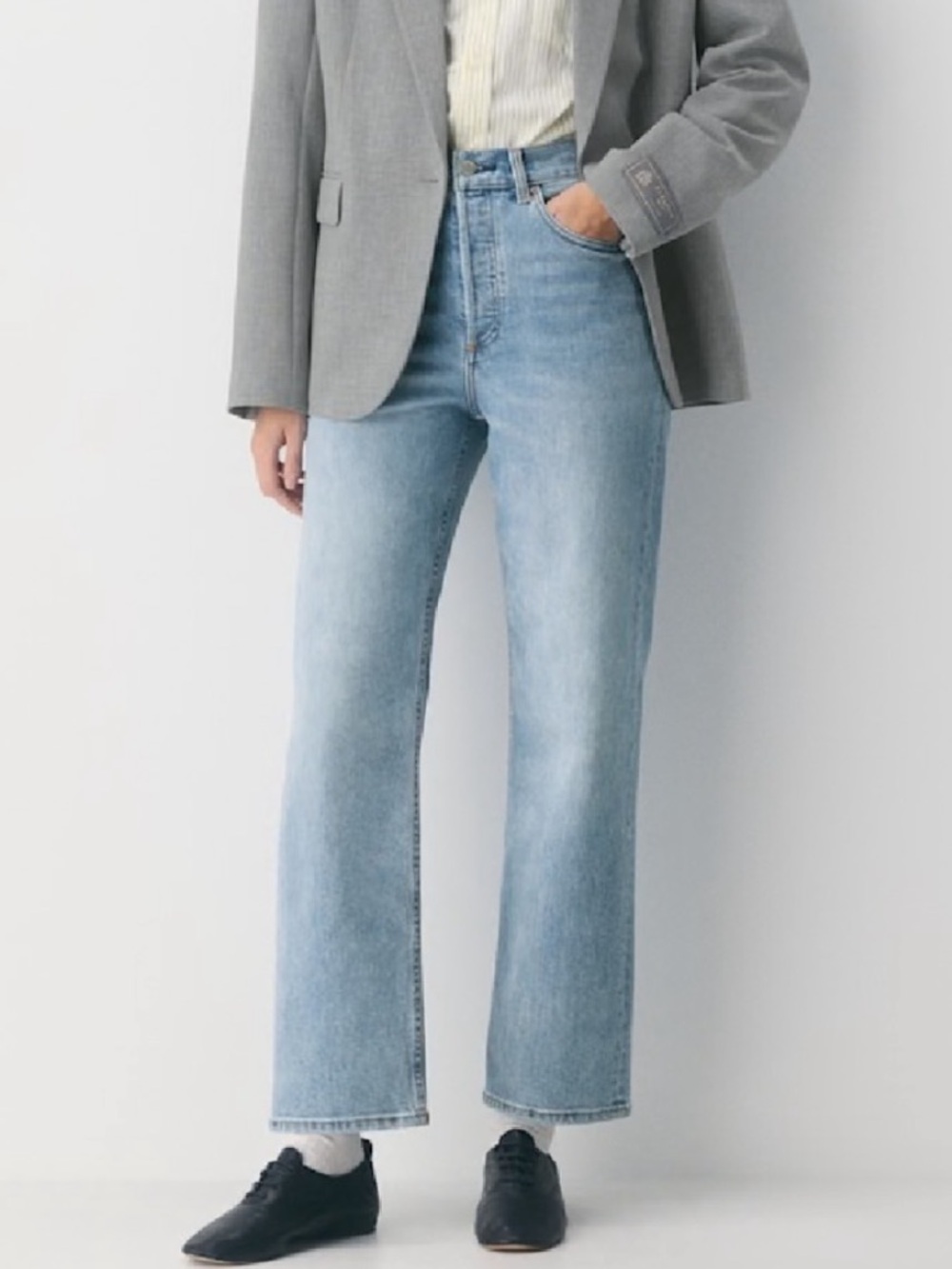 Classic Light Blue High-Rise Straight Jeans